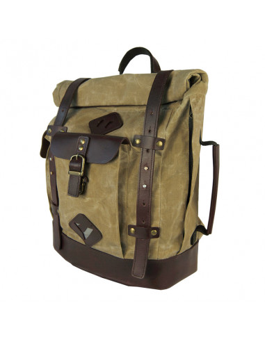 Mochila alforja beige de piel Oasis II de By City