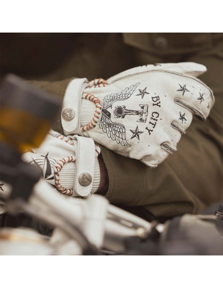 Guantes Second Skin Tattoo II blanco para hombre de By City