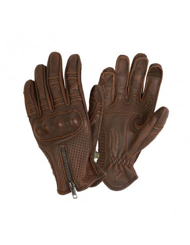 Guantes de piel perforada Amsterdam marrones hombre de By City