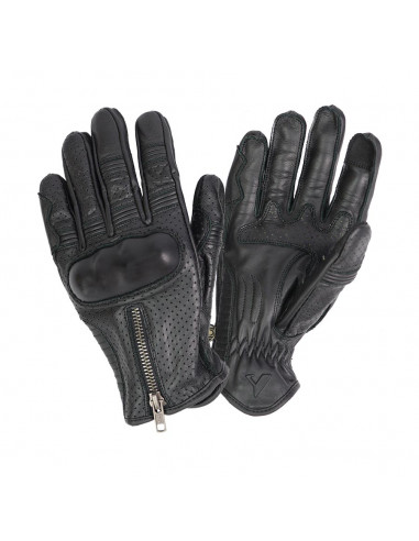 Guantes de piel perforada Amsterdam negros hombre de By City