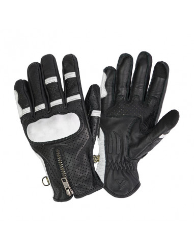 Guantes de piel perforada Amsterdam negro y blanco hombre de By City
